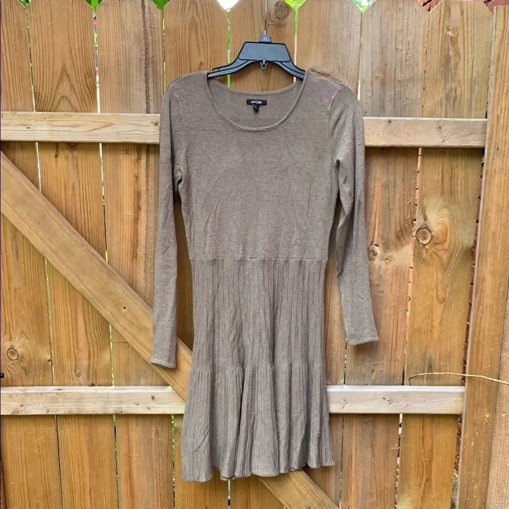 Apt. 9 Gray Ribbed Long Sleeve Sheath Dress